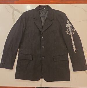 Uomo Phita 100% Linen Mens Rockabilly Rockstar Western Embroidered Blazer Large